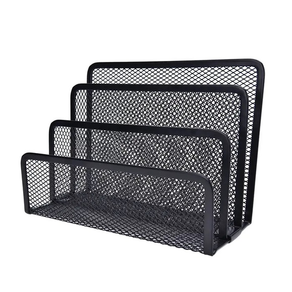 Home Office Store Stationery Black Metal Case Holder Mesh Bookend File Organizer - Picture 4 of 6